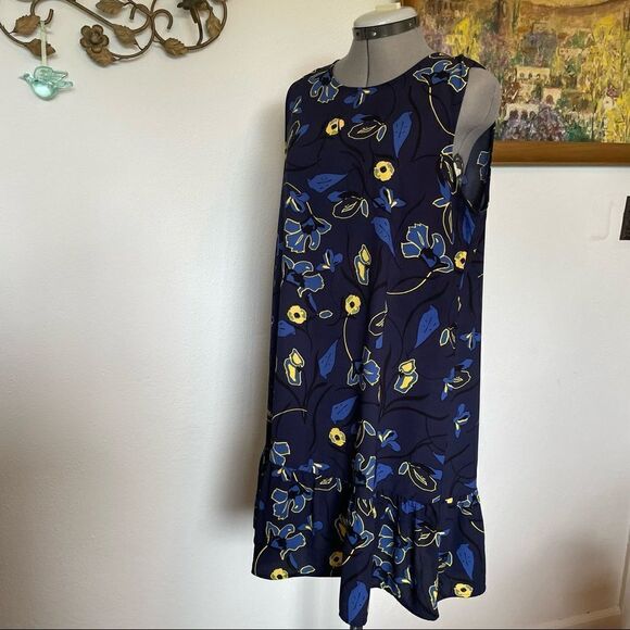 Nordstrom Halogen navy abstract floral dress large - Picture 2 of 8